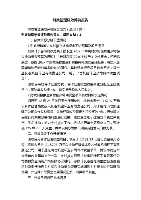 财政管理绩效评价报告