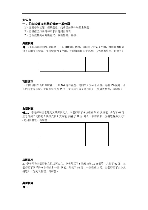 苏教版四年级数学上解决问题的策略列表法