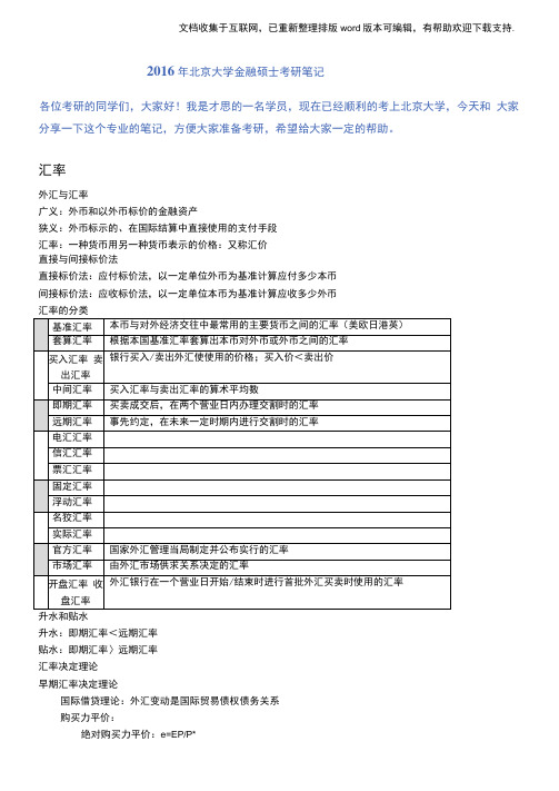 2020年度北京大学金融硕士考研笔记