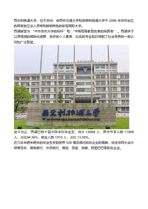 西交利物浦大学2019届毕业生就业质量报告