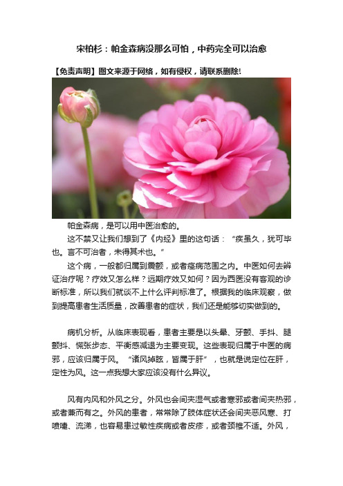 宋柏杉：帕金森病没那么可怕，中药完全可以治愈