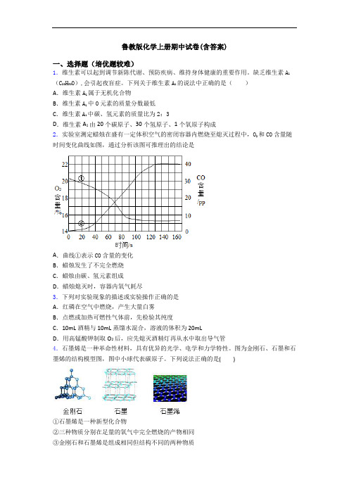 鲁教版化学初三化学上册期中试卷(含答案)