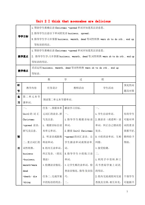 九年级英语全册Unit2Ithinkthatmooncakesaredelicious词汇课导学案2(新版)人教新目标版