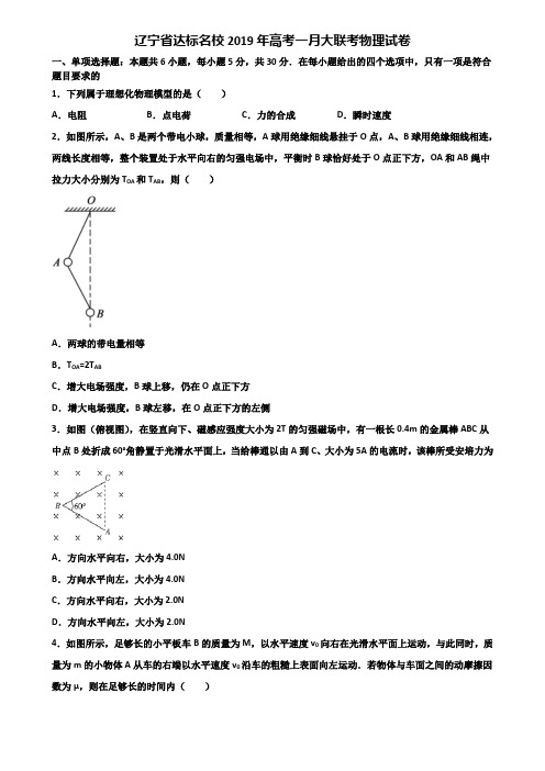 辽宁省达标名校2019年高考一月大联考物理试卷含解析