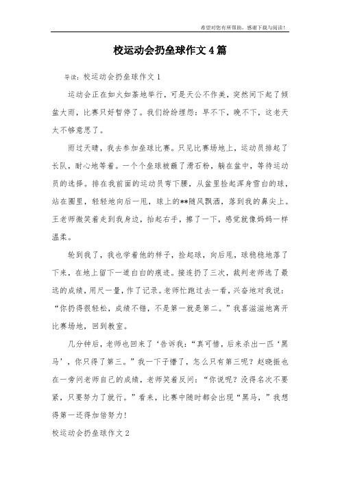 校运动会扔垒球作文4篇