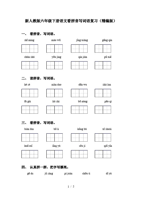 新人教版六年级下册语文看拼音写词语复习(精编版)