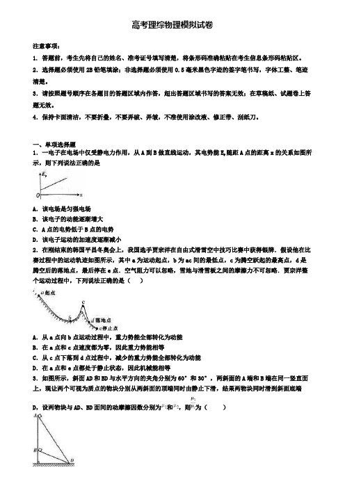 〖高考物理5份试卷〗山东省威海市高三物理二模试卷