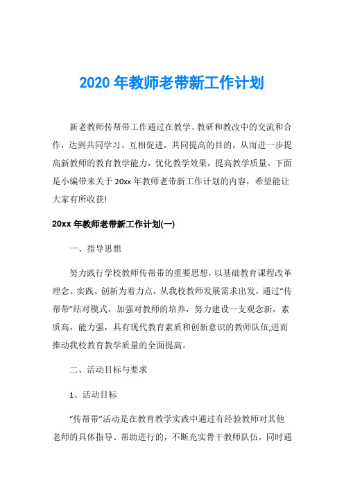 2020年教师老带新工作计划