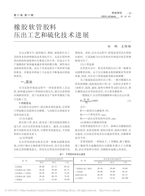 橡胶软管胶料压出工艺和硫化技术进展