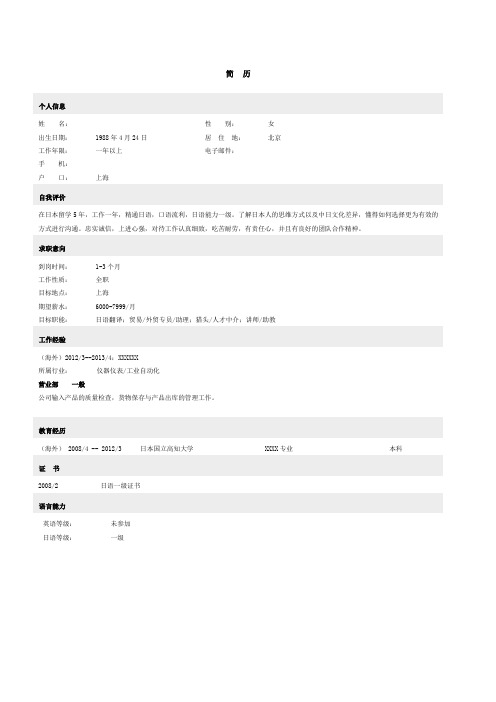 06,51JOB标准简历模板