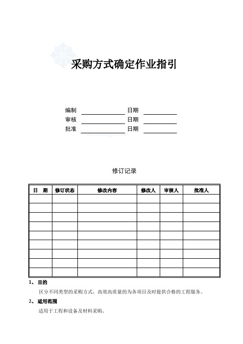 [采购管理]采购方式确定作业指引