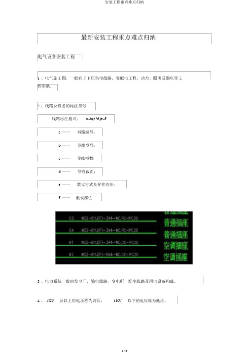 安装工程重点难点归纳