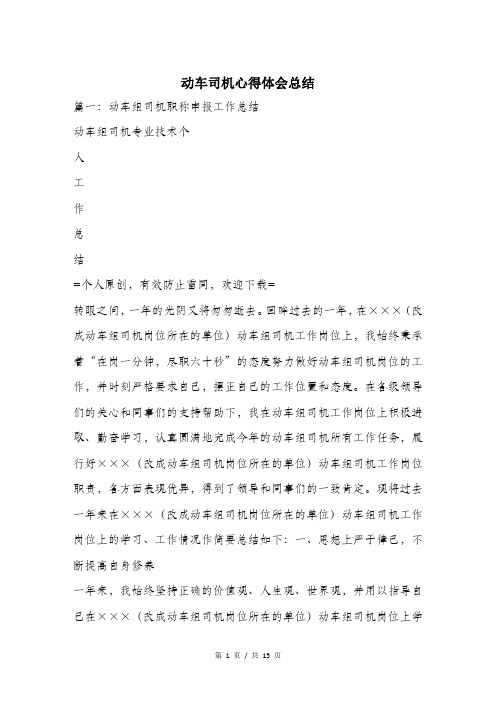 动车司机心得体会总结.doc