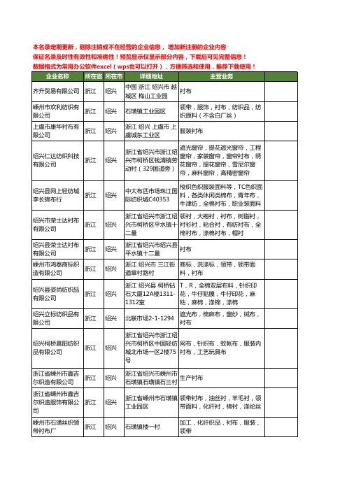 新版浙江省绍兴衬布工商企业公司商家名录名单联系方式大全23家