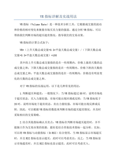 VR指标详解及实战用法