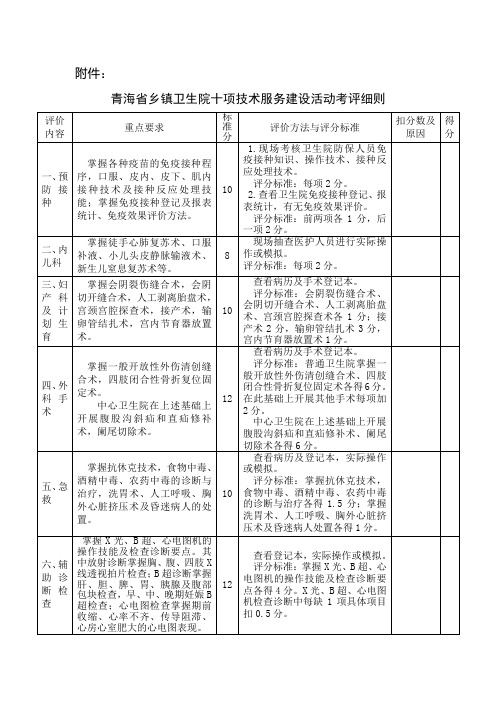 卫生院十项技能细则