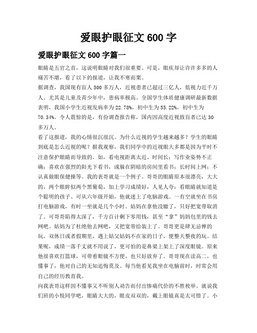 爱眼护眼征文600字