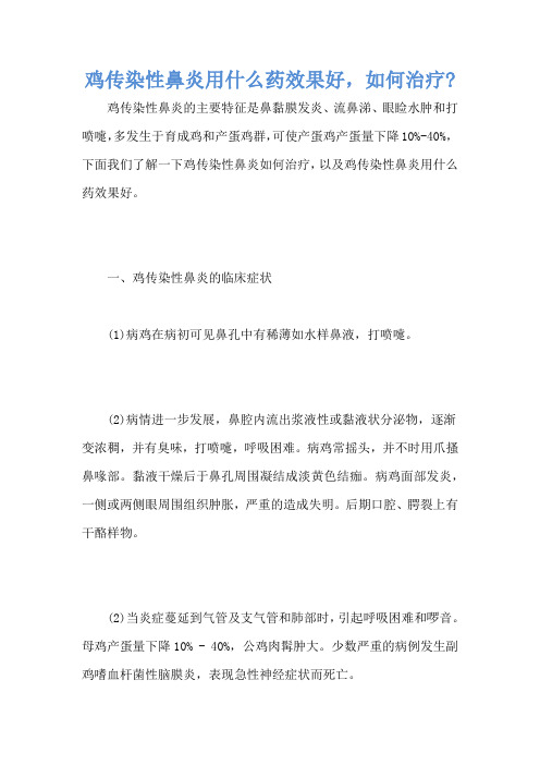 鸡传染性鼻炎用什么药效果好,如何治疗-