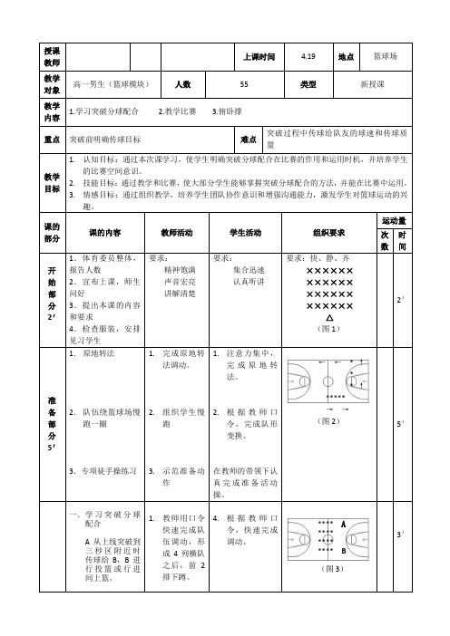 篮球突破分球配合教案