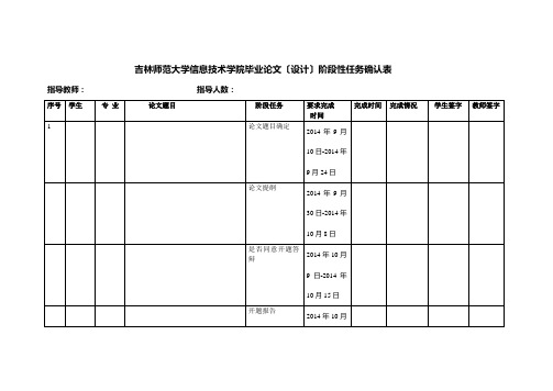 毕业论文阶段性任务确认表