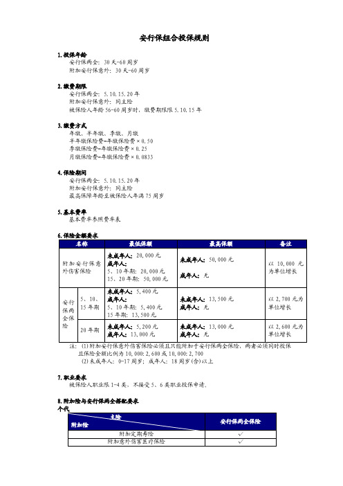 安行保组合投保规则