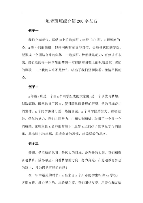 追梦班班级介绍200字左右