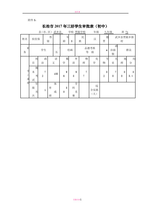 三好学生申报表