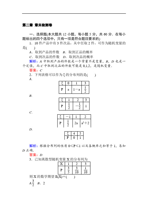 2018版数学新导学同步人教A版选修2-3第二章 章末检测