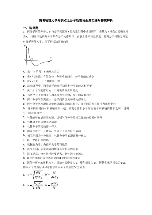 高考物理力学知识点之分子动理论全集汇编附答案解析