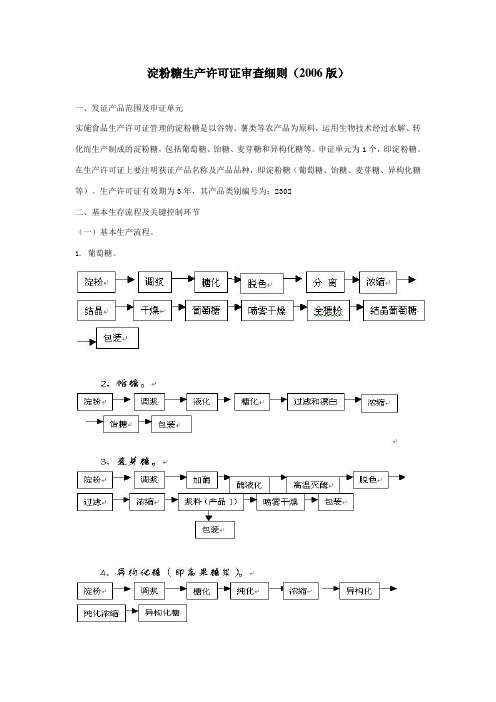 淀粉糖生产许可证审查细则(2006版)