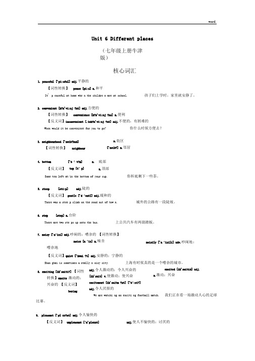 牛津7AUnit6知识梳理