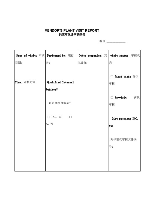 供应商现场审核报告