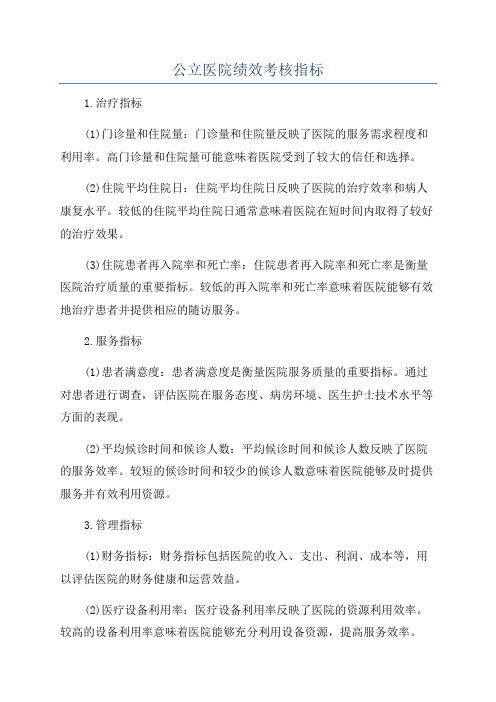 公立医院绩效考核指标