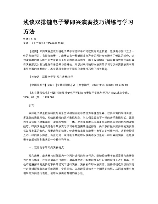 浅谈双排键电子琴即兴演奏技巧训练与学习方法