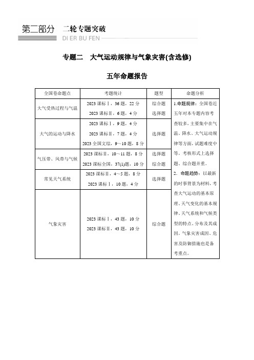 高中地理高考二轮复习 大气运动规律与气象灾害(含选修)