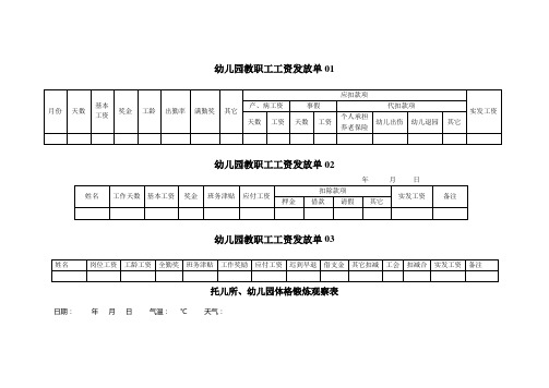 幼儿园必知必用资料：工资发放单 表