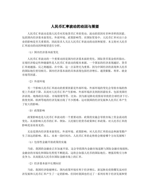 人民币汇率波动的动因与展望