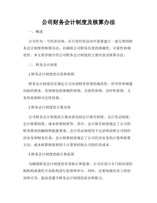 公司财务会计制度及核算办法