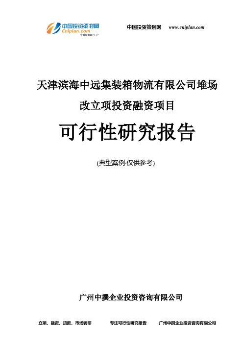 天津滨海中远集装箱物流有限公司堆场改融资投资立项项目可行性研究报告(非常详细)