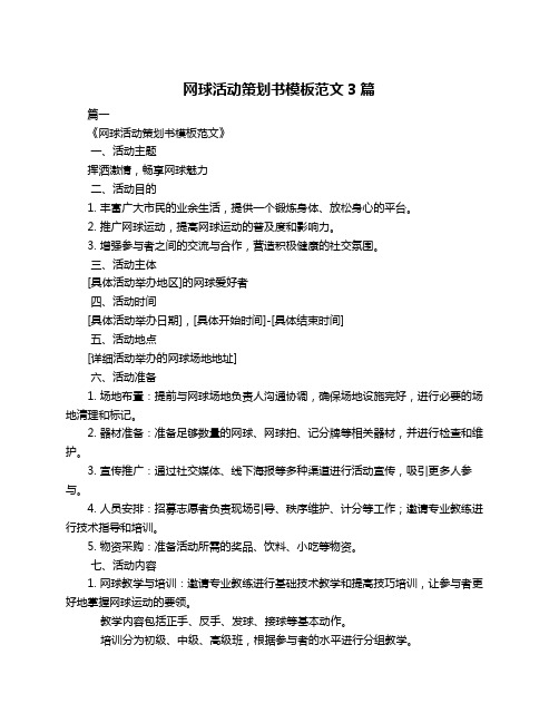 网球活动策划书模板范文3篇