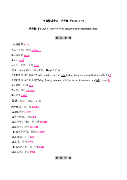 2025年人教版中考英语总复习考点精讲十三 八年级(下)Units 5-6
