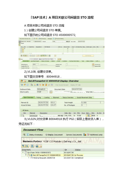 「SAP技术」A项目关联公司间退货STO流程