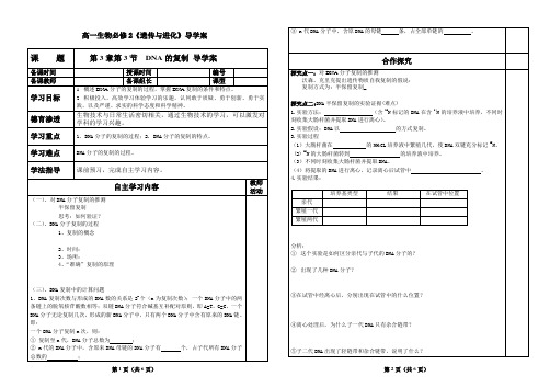 高中生物必修2第3章第3节《DNA的复制》导学案及答案