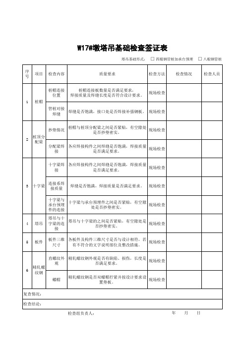 塔吊基础的检查签证