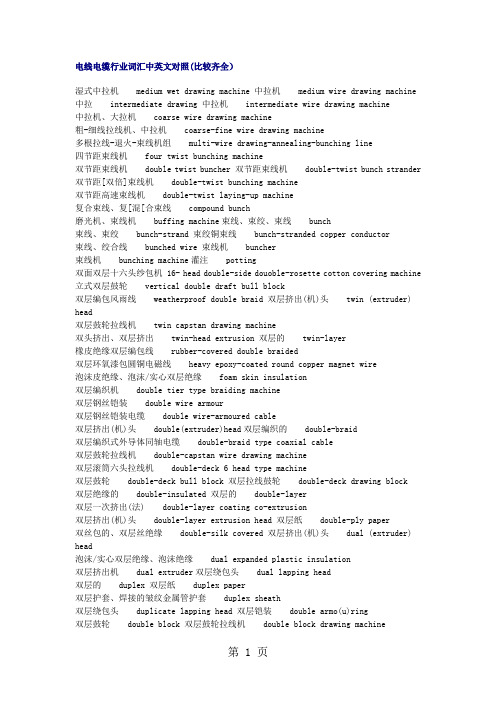 电线电缆行业词汇中英文对照共30页文档