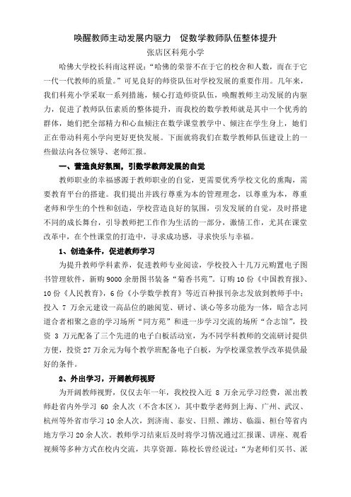 唤醒教师主动发展内驱力 促数学教师队伍整体提升