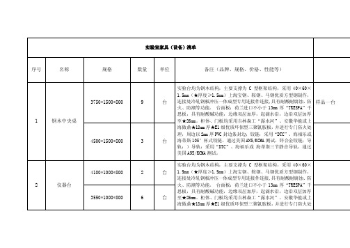 自来水厂实验设备清单