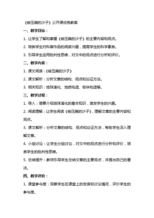 《被压扁的沙子》公开课教案