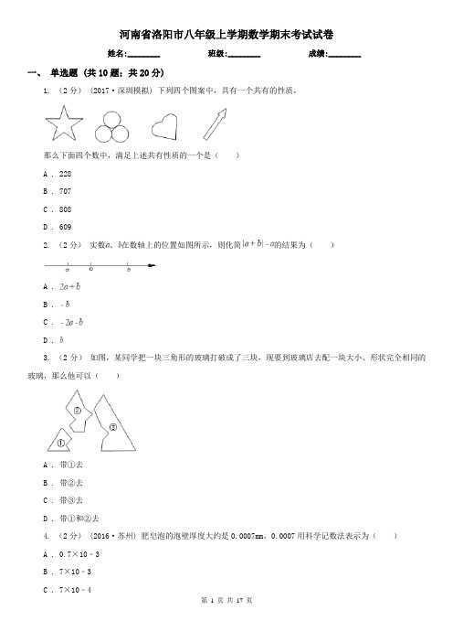 河南省洛阳市八年级上学期数学期末考试试卷