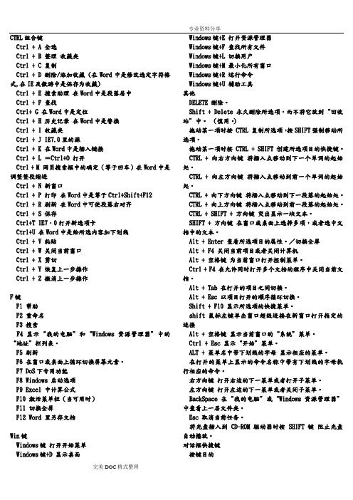 笔记本电脑快捷键大全